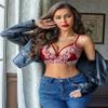 Avidlove Womens Lingerie 2 Piece Lace Babydoll Sexy V Neck Bra and Panty Sets Dark Red XX-Large view 4