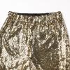 IDOPIP Women Shinny Sequins Pants Sparkly Glitters Flared Leg Pants Evening Club Party Wide Leg Bell Bottom Legging Pants Casual High Waisted Trousers Lounge Long Pants Black+Gold S view 4