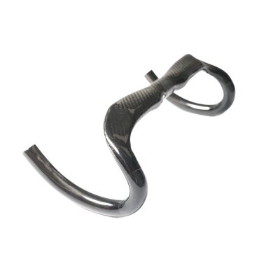OUZINE Ultralight Carbon Fiber Road Gravel Bikes Drop Bar Racing Road Bike Glossy matt 3K Full Carbon Fibre Bicycle Handlebar Carbon Bent bar 31.8 * 380-440mm(Gloss 380mm)