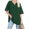 Women's Half Sleeve Oversized T Shirts V Neck Cozy Comfy Tunic Summer Tops Casual Loose Fit Cotton Tops (Dark Green,Small) view 1