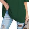 Women's Half Sleeve Oversized T Shirts V Neck Cozy Comfy Tunic Summer Tops Casual Loose Fit Cotton Tops (Dark Green,Small) view 4