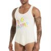 Landofgenie Mens Printed Onesie Tank Top for Men One Piece Bodysuit Sleeveless Undershirts Jumpsuit Yellow L view 4