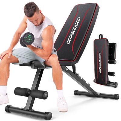 OPPSDECOR Weight Bench for Home Gym, 660LBS Capacity Full Body Workout Bench, 30in Extended Backrest for Bench Press, 8 Adjustable Incline Flat Decline Strength Training Bench, Fast Fold to Save Space (Black)