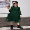 Arshiner Christmas Dress Toddler Fall Holiday Tutu Winter Long Sleeve Tulle Outfit Green 4t view 3
