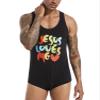 Landofgenie Mens Onesie Tank Top for Men One Piece Bodysuit Sleeveless Undershirts Jumpsuit Snap Button Crotch Black 3XL view 3