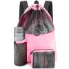 HOHOM Mesh Swim Bag, Waterproof Drawstring Beach Backpack for Women & Men, Large Swim Gear Accessory (L-Pink) view 1