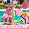 HOHOM Mesh Swim Bag, Waterproof Drawstring Beach Backpack for Women & Men, Large Swim Gear Accessory (L-Pink) view 4