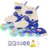 Adjustable Inline Skates with Knee Pads Wrist Guards Protective Gear Set for Boys Girls Ages 4-12 with Full Light Up Wheels, Roller Skates Blades Skates for Youth Kids Indoor & Outdoor Beginners view 1