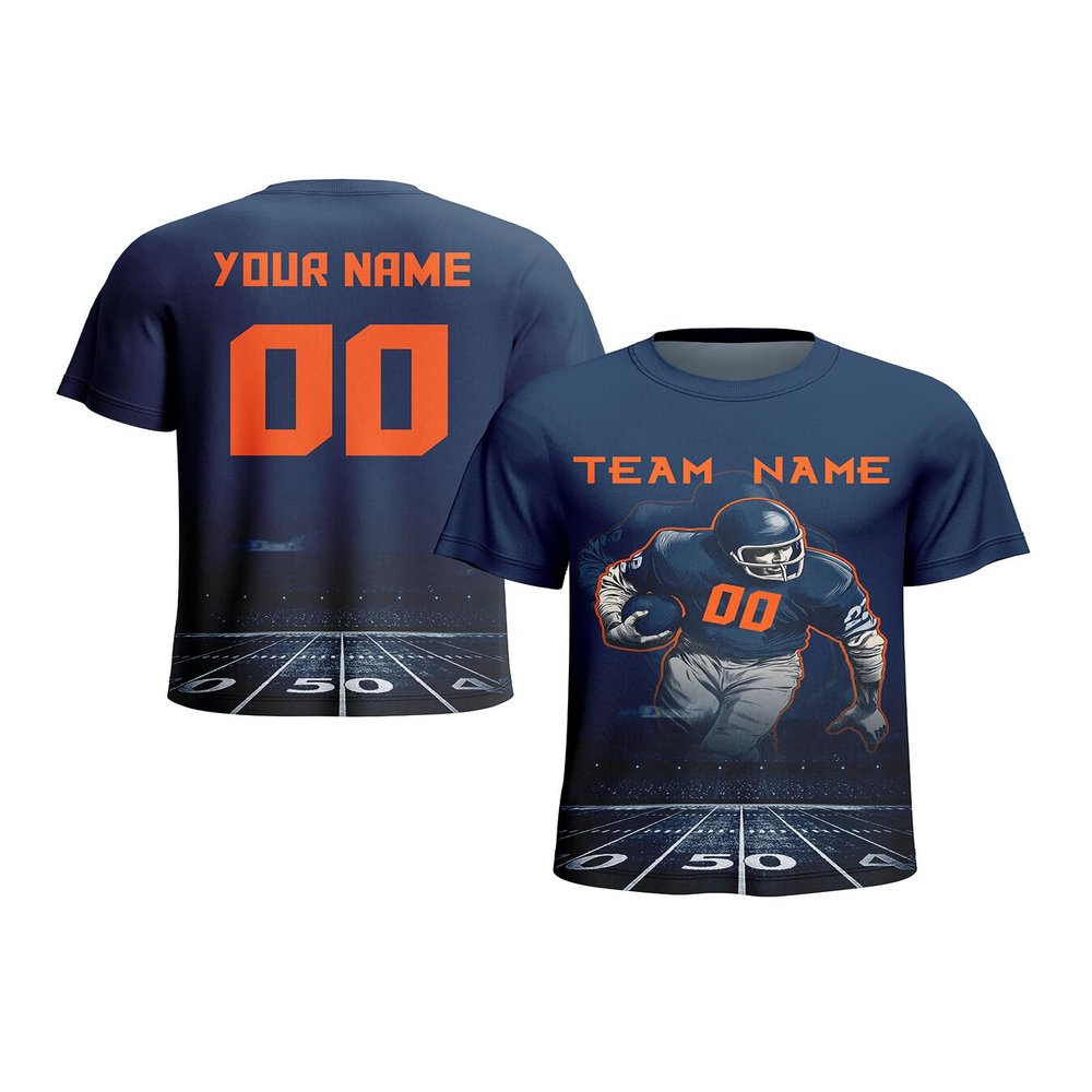 Custom Football T-Shirt for Men Women Youth Personalized Team Name & Number Sports Fan Apparel Team Color Shirts Gift