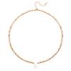 Initial Necklaces for Women Beaded Letter Choker Necklace Trendy 14K Gold Plated Shell Pendant Necklace Simple Jewelry E view 1