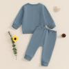 Baby Boy Clothes Fall Winter Mamas Boy Little Dude Long Sleeve Sweatshirt Elastic Sweatpants Toddler 2Pcs Outfits (Blue, 12-18 Months) view 3