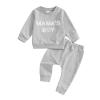 Brvxia Baby Boy Clothes Fall Winter Mamas Boy Little Dude Long Sleeve Sweatshirt Elastic Sweatpants Toddler 2Pcs Outfits (Gray, 0-6 Months) view 1