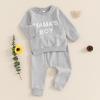 Brvxia Baby Boy Clothes Fall Winter Mamas Boy Little Dude Long Sleeve Sweatshirt Elastic Sweatpants Toddler 2Pcs Outfits (Gray, 0-6 Months) view 2