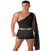 Fldy Mens Mr Toga Cosplay Costumes One Shoulder Shorts Jumpsuit with Slit Skirt Bodysuit Halloween Black XX-Large view 2