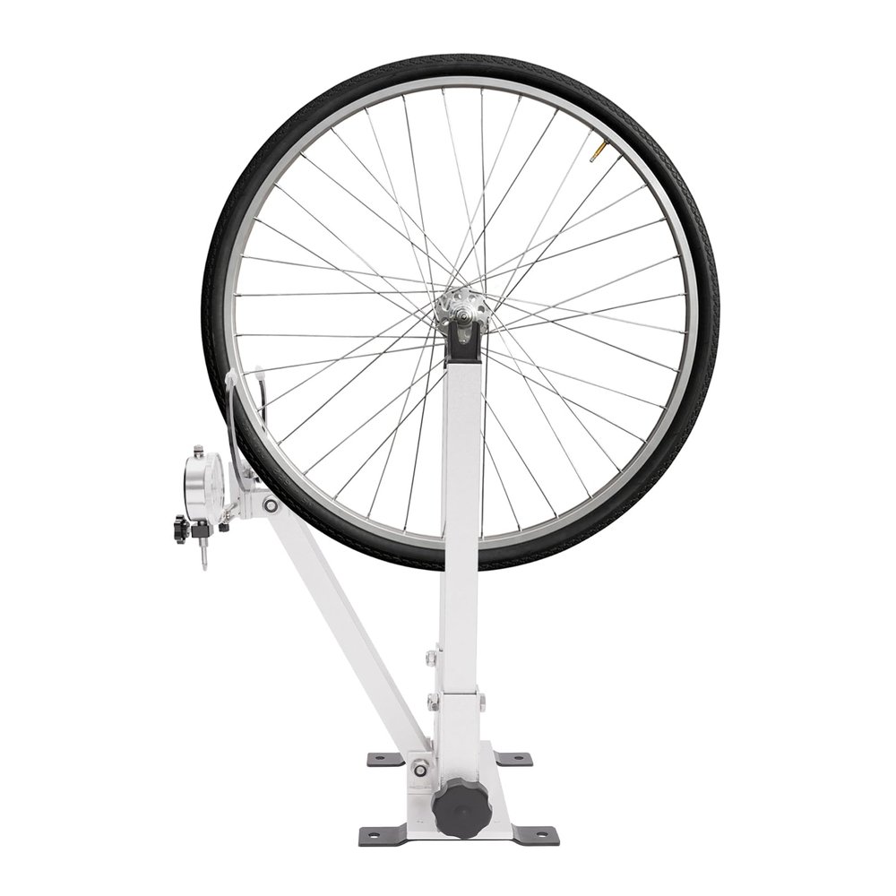 CRYBY Wheel Truing Stand, Bike Wheel Rim Truing Stand Foldable Tire Wheel Maintenance Holder with Gauge & 2 Base Installation Strips, Bicycle Wheel Alignment Repair Calibration Tool Accessory