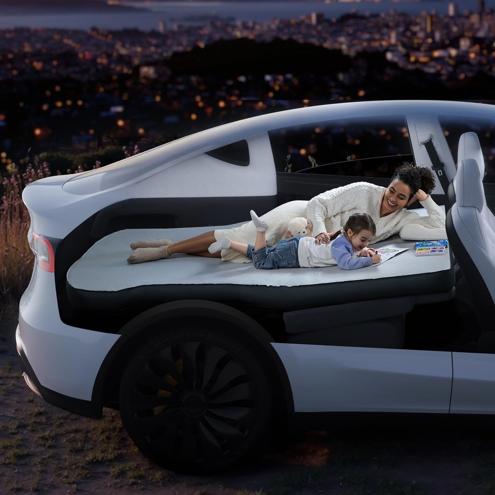 Havnby 4.5inch Foam Mattress for Tesla Model Y, Full Size Bed, Vacuum Compression, Roadtrip, Job Shifts, Nap, Camping, Guests & Home, Rechargeable Pump and Eyemask Provided (2020-2024 Model Y)