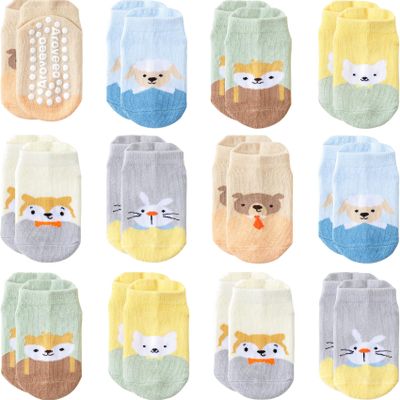 Aroveea Baby Toddler Socks Grip Non Slip Boys Girls Cotton 12 Pack for 3-5T Kids Ankle Cute Socks 6M-7Years