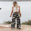 Angerella Womens High Waisted Palazzo Pants Trendy Cozy Floral Print Wide Leg Long Lounge Pant Trousers with Pockets BlackGray XL view 2