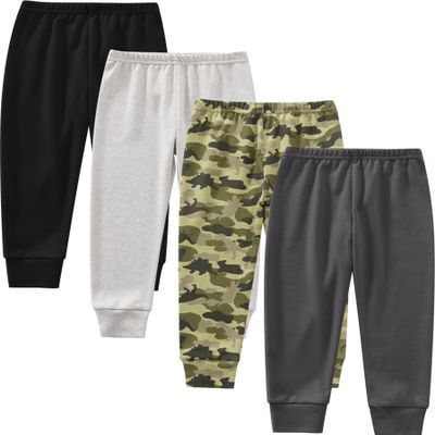 JARMAKO Toddler Boys Cotton Pants, 4-Pack Sweatpants, Forest Adventure, 5T