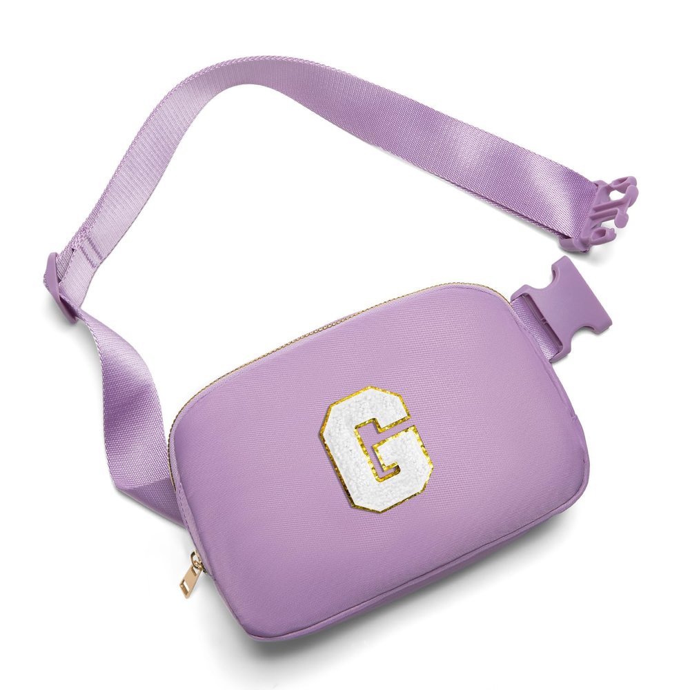 Gitus Birthday Gifts for 8 9 10 11 12 13 Year Old Girls Personalized Fanny Pack Crossbody Bags with Initial Letter Patch Belt Bag for Teen Girls Cute Trendy Stuff Travel Essentials (Lavender-G)