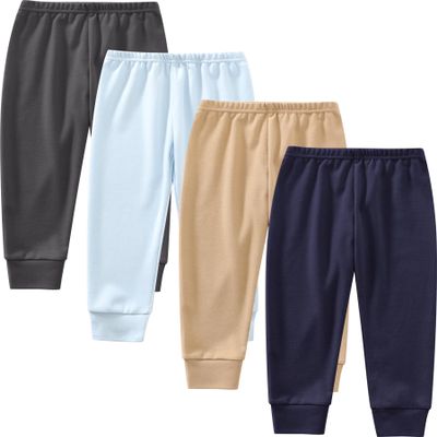 JARMAKO Toddler Boys Cotton Pants, 4-Pack Sweatpants, Mix Match, 3T