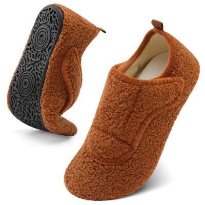 BARERUN Womens Mens Slippers Soft House Slippers Warm Fuzzy House Shoes Slipper Socks With Rubber Sole Winter Loafers for Women Men Brown 10.5-11 Women 9-9.5 Men