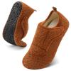 BARERUN Womens Mens Slippers Soft House Slippers Warm Fuzzy House Shoes Slipper Socks With Rubber Sole Winter Loafers for Women Men Brown 10.5-11 Women 9-9.5 Men view 1