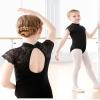 Avrigirl High Neck Black Toddler Girls Dance Leotards Lace Puff Sleeve Ballet Outfits for Training, Practice, Recitals view 2