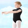 Avrigirl High Neck Black Toddler Girls Dance Leotards Lace Puff Sleeve Ballet Outfits for Training, Practice, Recitals view 3