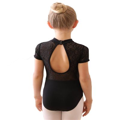 Avrigirl Lined Turtleneck Lace Black Girls Dance Leotards for Ballet, Gymnastics, Skating, Yoga