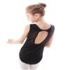 Avrigirl Lined Vest Black Ballet Leotards for Girls, Lace Tanks Dance Tops Bodysuit for Recitals, Performance, Skating, Gymnastics