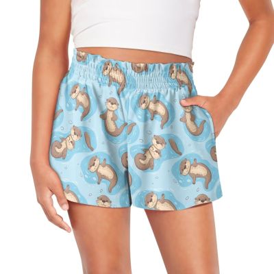 Pointodoor Otter Girl Shorts Cute Athletic Shorts 13Y Girls Soccer Active Shorts High Waist Gym Workout Summer Shorts with Pockets