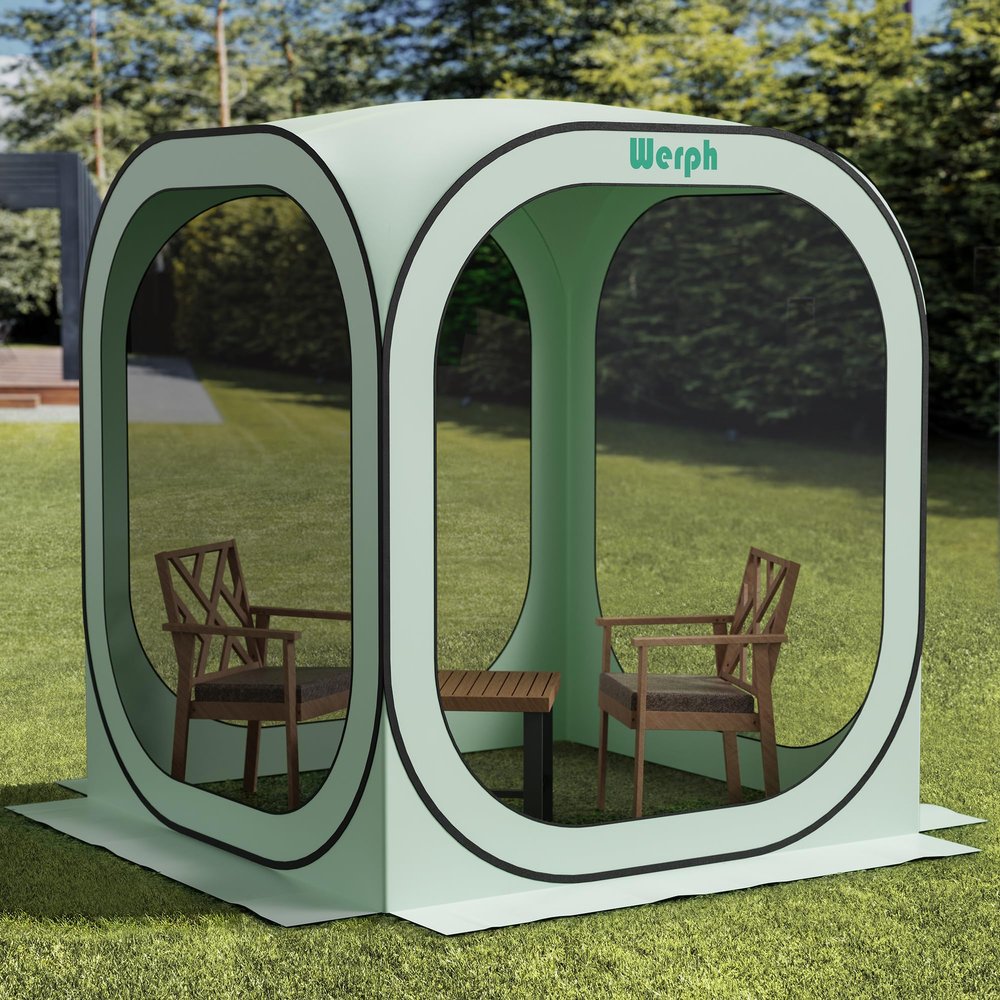 Werph Pop Up TentPortable Canopy Tent with Mesh Mosquito Net, Screen House Room Canopy Shade Screen 6 x 6 FT with Carry Bag for Patio, Backyard, Sports & Outdoors Activities, Green