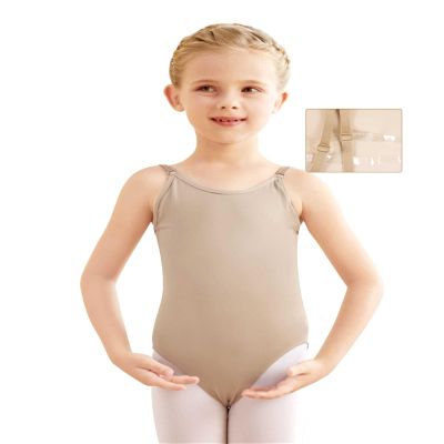 Avrigirl Teen Girls Nude Leotards Tan Ballet Undergarment for Dance, Performance, Gymnastics with Clear Adjustable Straps