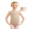 Avrigirl Teen Girls Nude Leotards Tan Ballet Undergarment for Dance, Performance, Gymnastics with Clear Adjustable Straps