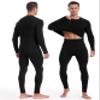EoBeKee Mens Thermal Underwear Set - Fleece Lined Long Johns Thermals Top and Bottom Base Layer for Cold Weather Winter Ski Black view 2