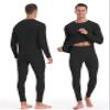 EoBeKee Mens Thermal Underwear Set: Fleece Lined Long Johns Thermals Top and Bottom Base Layer for Cold Weather Winter Ski Heather Black view 2