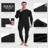 EoBeKee Mens Thermal Underwear Set: Fleece Lined Long Johns Thermals Top and Bottom Base Layer for Cold Weather Winter Ski Heather Black view 4