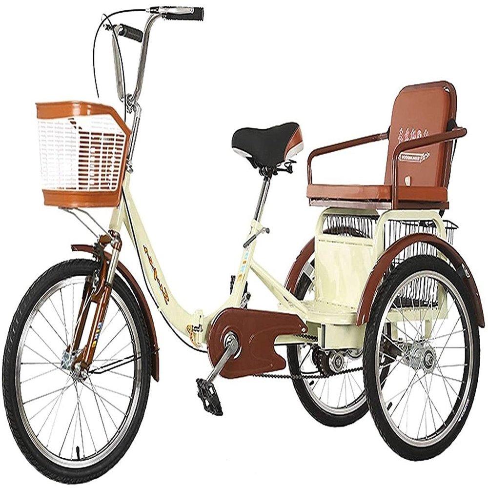 GRDDBZA Adult Tricycle - 3 Wheel Bikes for Adults Shopping Adult Tricycle 1 Speed 20in 3-Wheel for Shopping W/Installation Tools Bike Go Carts for Adults, Family Spring Outing Walking