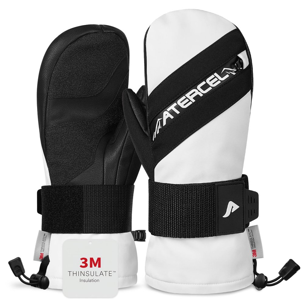 ATERCEL Ski Gloves for Men and Women, Waterproof Snow Gloves Mitten with 3M Thinsulate, Tough Outdoors Winter Gloves Suitable for Skiing Snowboarding Snowmobiling Ice Scraping