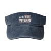 Air Force Veteran with USA Flag Sun Visor Hats for Women Men Adjustable Cotton Sun Hat Golf Cap Navy Blue view 1