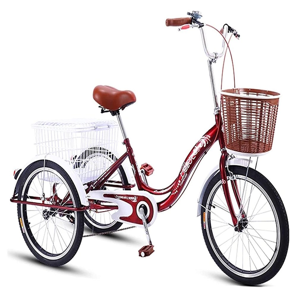 GRDDBZA Adult Tricycle - 3 Wheel Bikes for Adults Shopping Adult Tricycle 3 Wheel Trike 20 Inch Trikes Bicycles with Cargo Basket Adjustable Backrest Seat Handlebars for Seniors Women Men