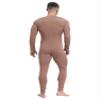 dPois Mens Mock Neck Long Sleeve Dance Unitard One Piece Full Bodysuit Athletic Jumpsuit Front Zipper Rompers Khaki X-Large view 2