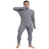 dPois Mens Mock Neck Long Sleeve Dance Unitard One Piece Full Bodysuit Athletic Jumpsuit Front Zipper Rompers Dark Gray X-Large