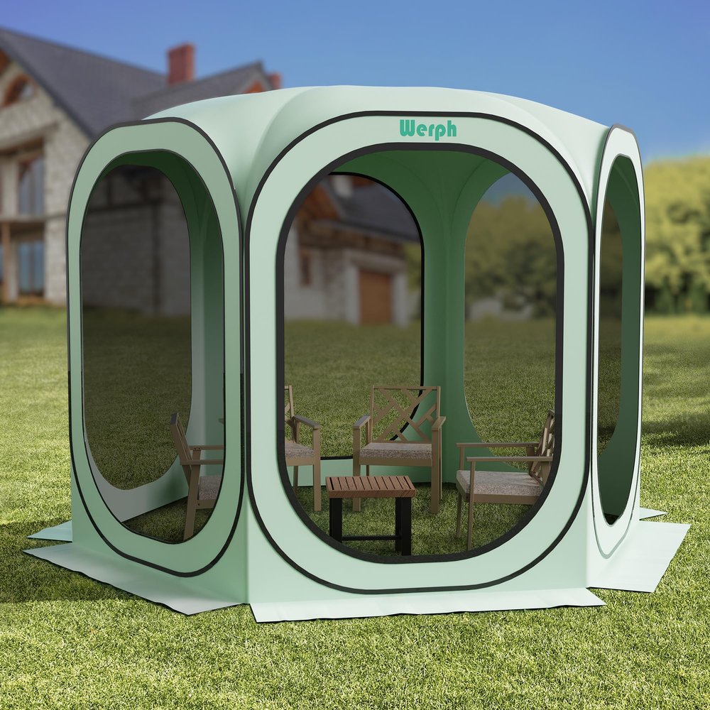 Werph Screen Tent Pop-Up, Portable Tent Canopy with Mesh Mosquito Net, Screen House Room Canopy Shade 10x10 FT with Carry Bag for Patio, Backyard, Sports & Outdoors Activities, Green