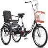 GRDDBZA Adult Tricycle - 3 Wheel Bikes for Adults Shopping Safe Adult Tricycles with Shopping Basket and Back Seat 20inch 3 Wheel Bikes Single Speed Three-Wheeled Bicycles for Seniors City Bike view 3