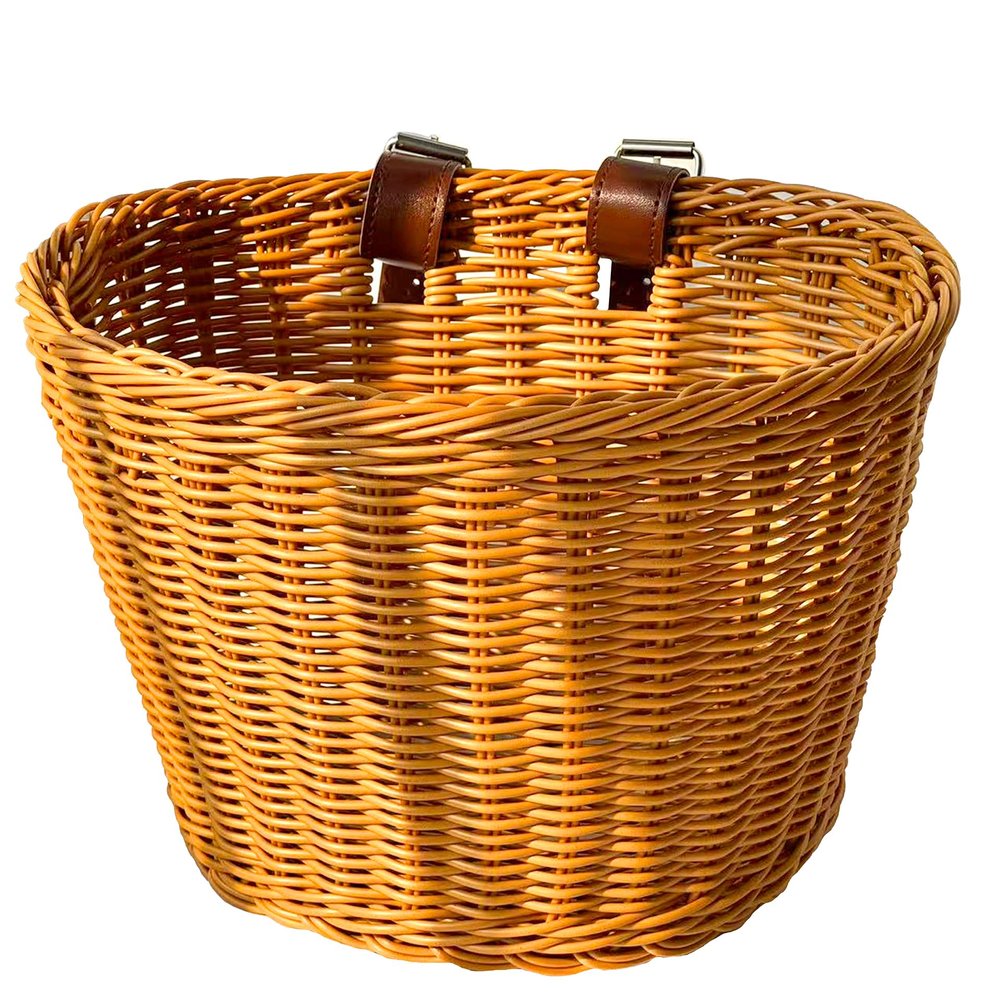 Adjustable Woven Bike/Bicycle Basket Front Cargo for Adults, Fits for Most Bikes, Stationary Bike, Ebike, Road Bike,Beach Cruiser, Brown (Large)