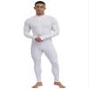 Oyolan Men's One Piece Full Body Unitard Leotard Front Zipper Long Sleeve Stretchy Bodysuits Athletic Jumpsuit White X-Large view 4