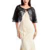 GIBZ Women's Chiffon Shawls and Wraps Lace Pearl Cape Solid Cover Up for women Elegant Shawl Transparent Scarf Wrap Black One Size view 1
