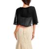 GIBZ Women's Chiffon Shawls and Wraps Lace Pearl Cape Solid Cover Up for women Elegant Shawl Transparent Scarf Wrap Black One Size view 2